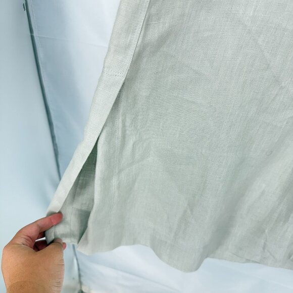 Soft Surroundings Women XL Linen A Line Skirt Beige Stretch Waist Side Slits - Picture 2 of 9